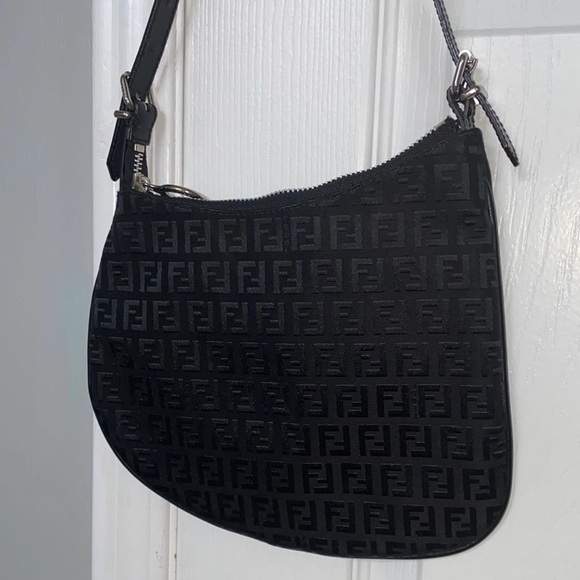 Fendi Handbags - Fendi Black FF Logo Shoulder Bag